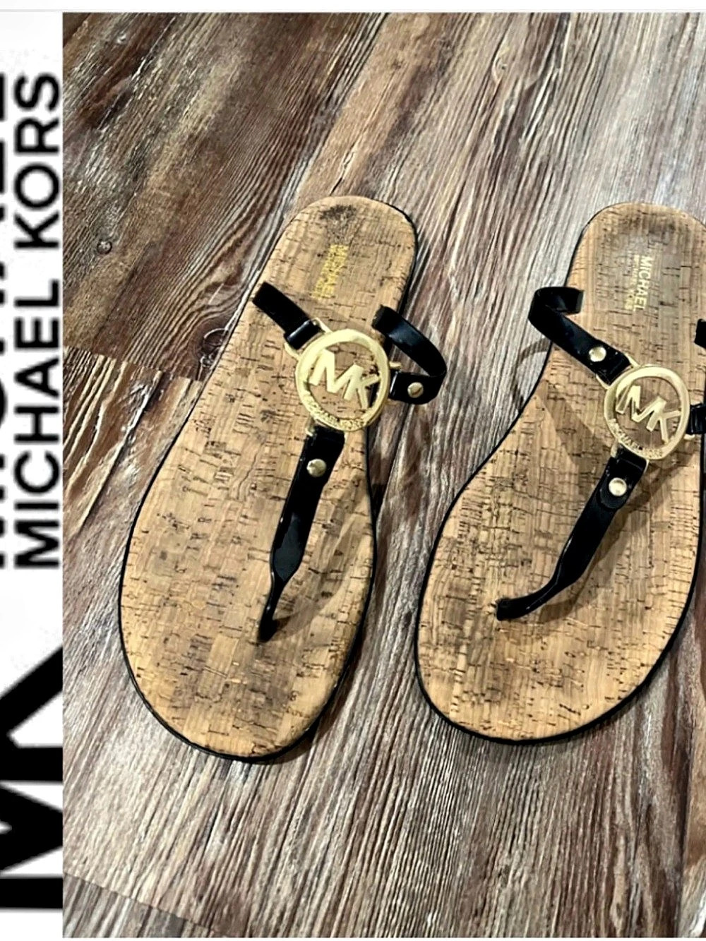 Michael Kors Cork Jelly Thong Sandals Black & Brown US 7M